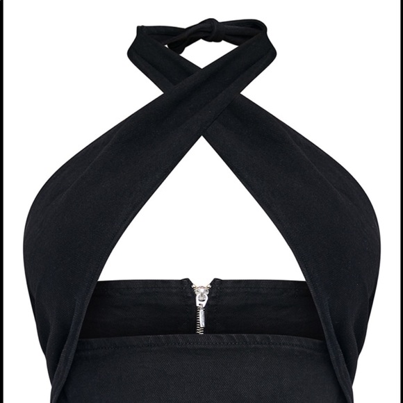 Pretty little thing black acid wash wrap crop top - Picture 5 of 10